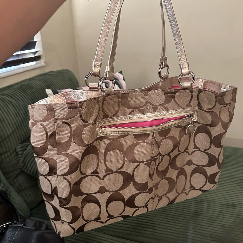 Vintage Coach Brown and Tan Signature Tote